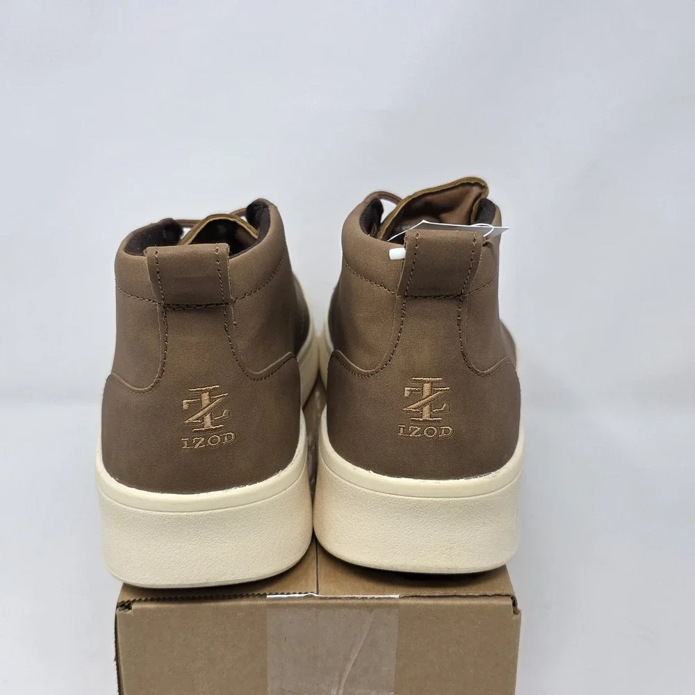 IZOD Palmer Mens Sz 8 Chukka Boots Brown Leather Round Toe Lace-up Shoes Sneaker